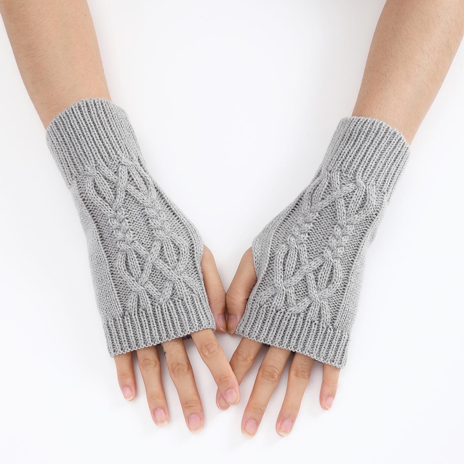 Halbfinger-Handschuhe für Damen, Winter, weiche warme Wolle, Strick-Armhandschuhe, weiche warme Halbfinger-Handschoenen, Unisex-Handschuhe 1 pair hellgrau von Joom DACH