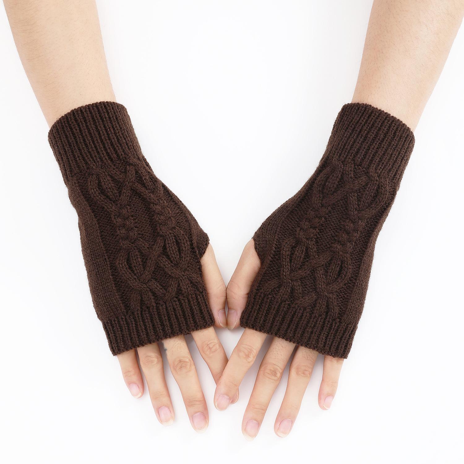 Halbfinger-Handschuhe für Damen, Winter, weiche warme Wolle, Strick-Armhandschuhe, weiche warme Halbfinger-Handschoenen, Unisex-Handschuhe 1 pair kaffeebraun von Joom DACH