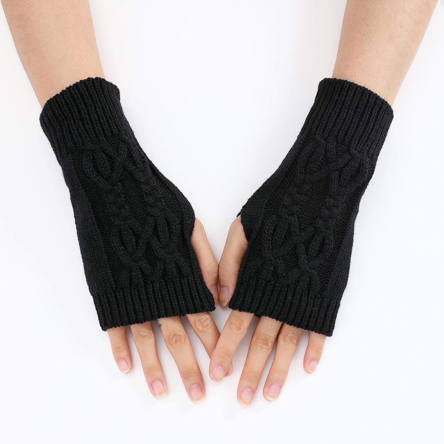 Halbfinger-Handschuhe für Damen, Winter, weiche warme Wolle, Strick-Armhandschuhe, weiche warme Halbfinger-Handschoenen, Unisex-Handschuhe 1 pair schwarz von Joom DACH