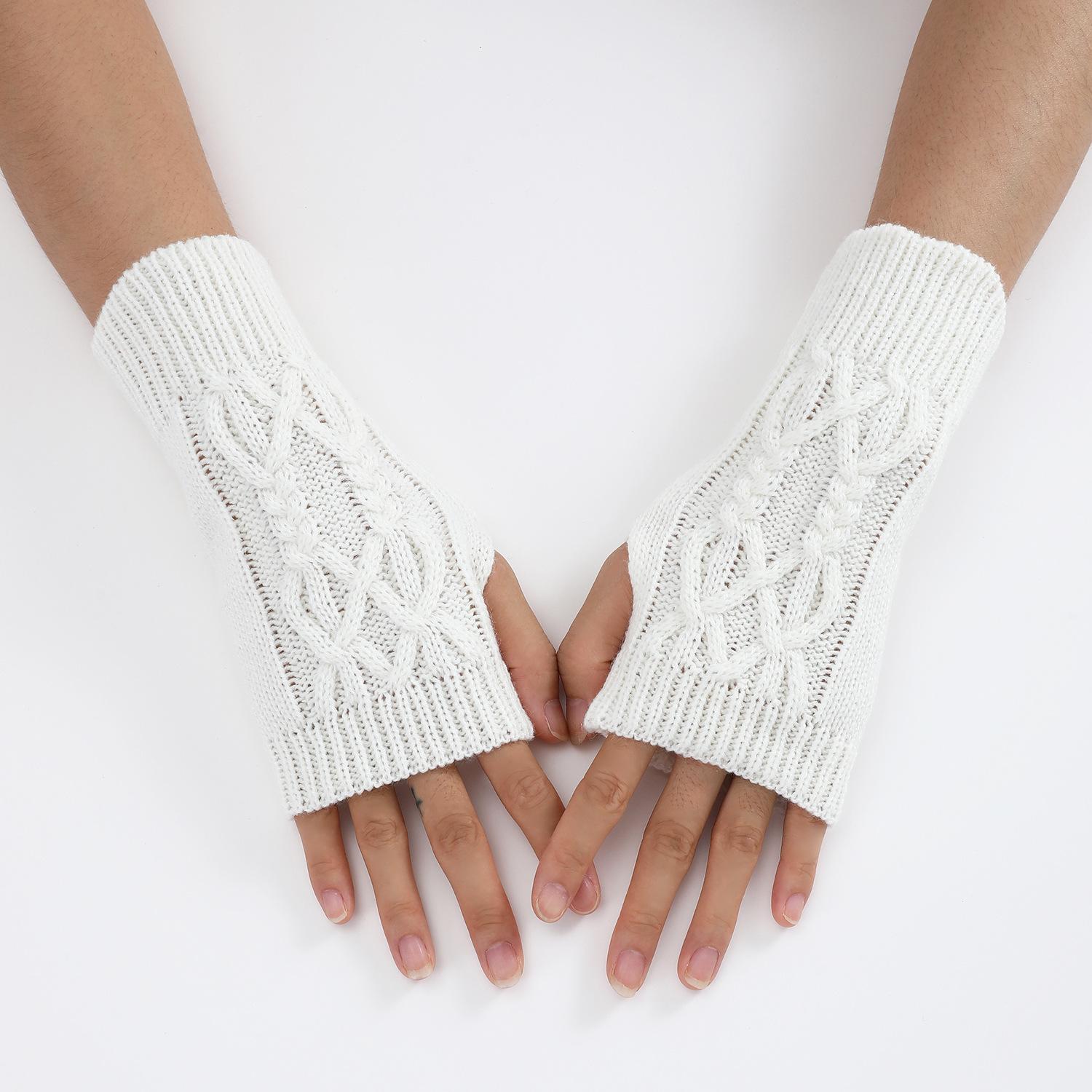 Halbfinger-Handschuhe für Damen, Winter, weiche warme Wolle, Strick-Armhandschuhe, weiche warme Halbfinger-Handschoenen, Unisex-Handschuhe 1 pair weiß von Joom DACH