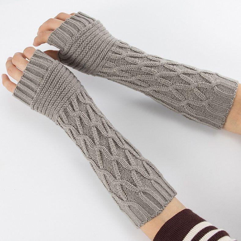 Halbfinger-Handschuhe für Damen, fingerlose Armstulpen, fingerlose Handschuhe licht grau von Joom DACH