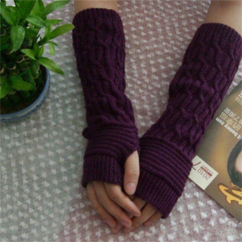 Halbfingerhandschuhe für Damen, fingerlose Armstulpen, fingerlose Handschuhe, bequeme, atmungsaktive Damenhandschuhe One Size violett von Joom DACH