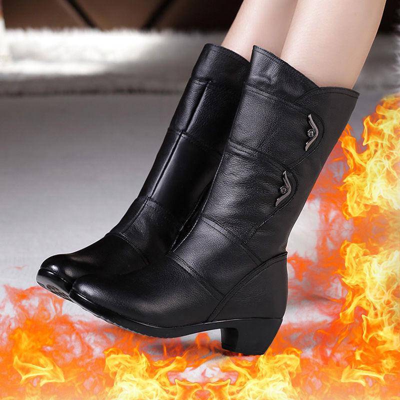 „Halbhohe Samtstiefel im koreanischen Stil für Frauen mittleren und höheren Alters – warme Herbst-/Wintermode in großen Größen“ 42 von Joom DACH