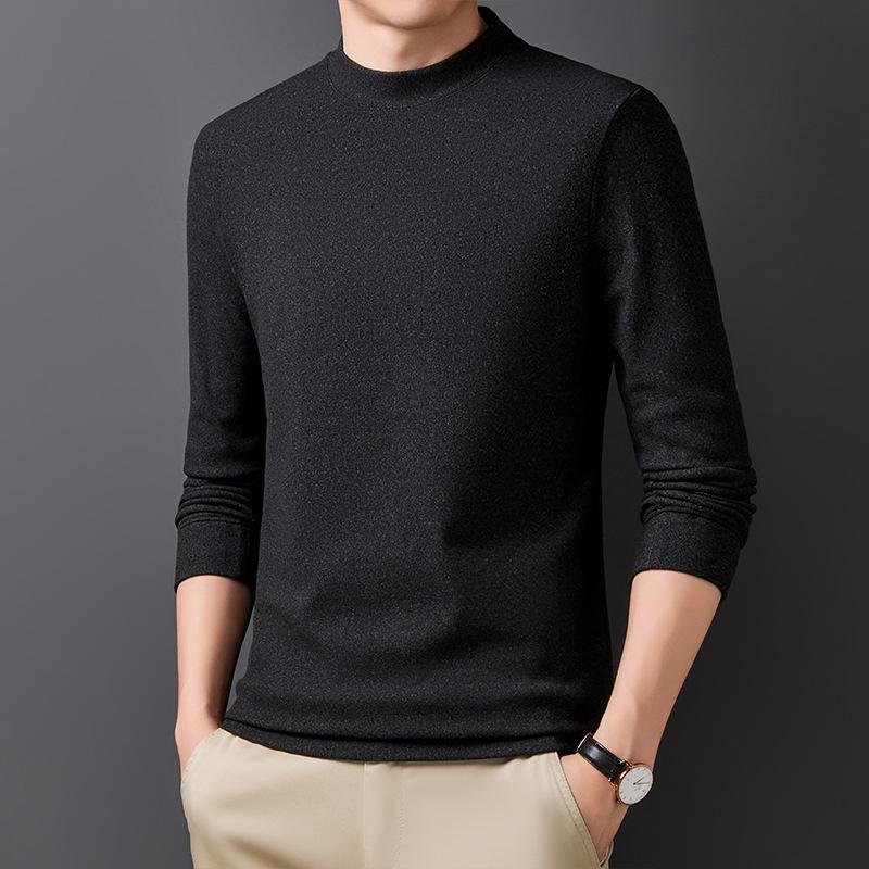 Halbrollkragen Herren Unterhemd Herbst Neu Jugend Nanofleece Koreanischer Stil Langarm T-Shirt Einfarbiges Sweatshirt für Herren 3XL von Joom DACH