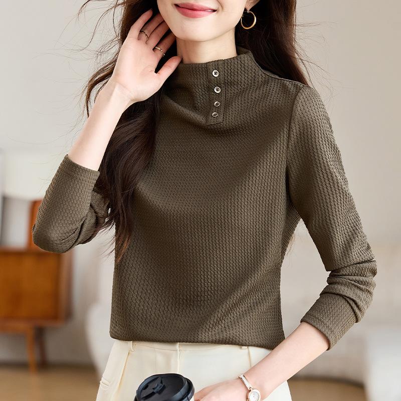 Halbrollkragen Unterteil für Damen Frühling und Herbst Inneres Oberteil Designstil Neue Textur Strickpullover 2XL von Joom DACH