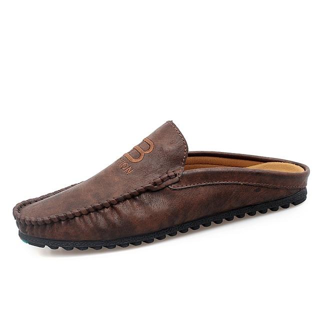 Halbschuhe für Herren Lederschuhe Herren Pantoletten Freizeitschuhe Herren Halbschuhe Slipper Mode Sapato Masculino Mokassin Homme Chaussure 41 braun von Joom DACH
