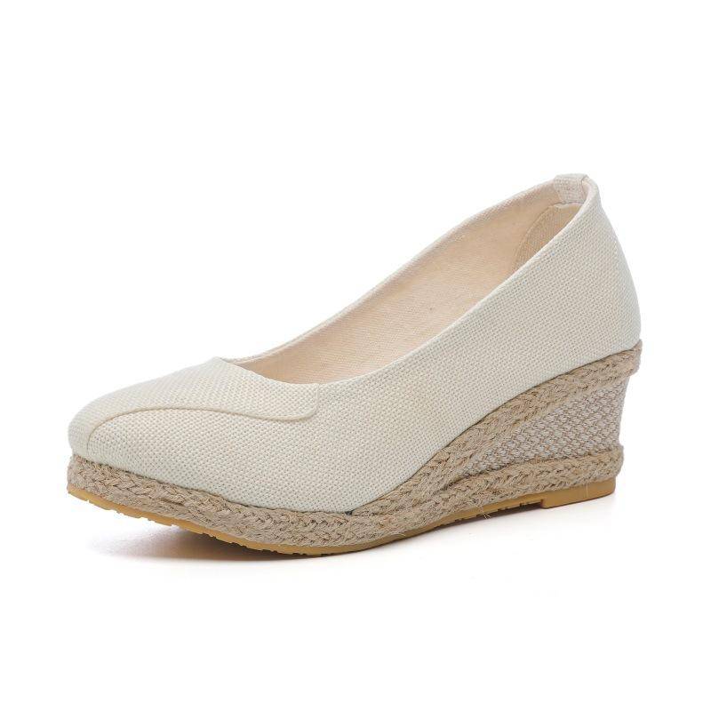 Halbschuhe mit Keilabsatz, Espadrilles, Damenpumps, lässige Slipper für Damen, bequemer Spaziergang, elegante Schuhe mit Absatz, Zapatos De Damas Elegantes 38 von Joom DACH