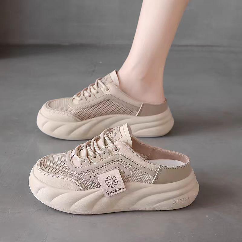 Halbschuhe mit geschlossener Zehe Damen Neu Sommer Outdoor-Wear Plateau Weiße Schuhe Atmungsaktive Board-Schuhe Slipper Umstandsschuhe 40 von Joom DACH