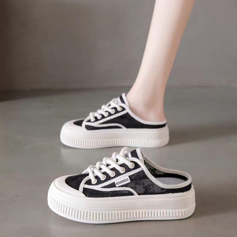 Halbschuhe mit geschlossener Zehe Damen Sommer Neu Schwangere Frauen Oberbekleidung Slipper Bequeme Schuhe Absatzfreie Plateau-Canvas-Schuhe 40 von Joom DACH