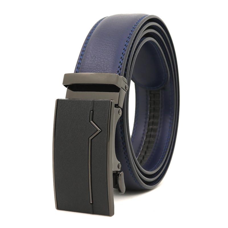 Hallo Herren-Ledergürtel, luxuriöse Designer-Gürtel für Herren, hochwertiger männlicher Metallschnallengürtel 110cm blau von Joom DACH