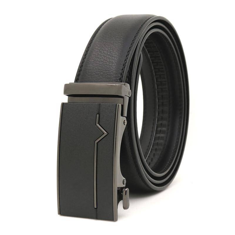 Hallo Herren-Ledergürtel, luxuriöse Designer-Gürtel für Herren, hochwertiger männlicher Metallschnallengürtel 110cm schwarz von Joom DACH