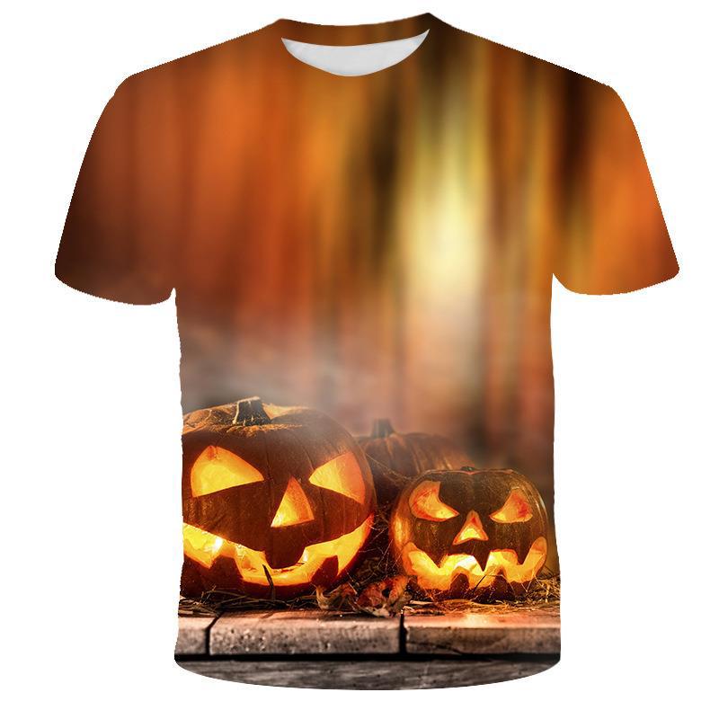 Halloween 3D Digitaldruck T-Shirts Herren Damen Lockeres Beiläufiges Kurzarm-T-Shirt M von Joom DACH