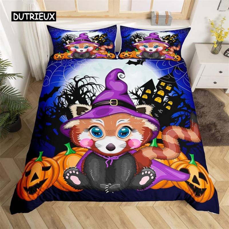 Halloween Bettbezug Cartoon Kürbis Einzelbett Bettbezug Laterne Bettwäscheset Polyester Geist Steppdeckenbezug für Kinder Jungen Mädchen EU single(135x200cm) von Joom DACH