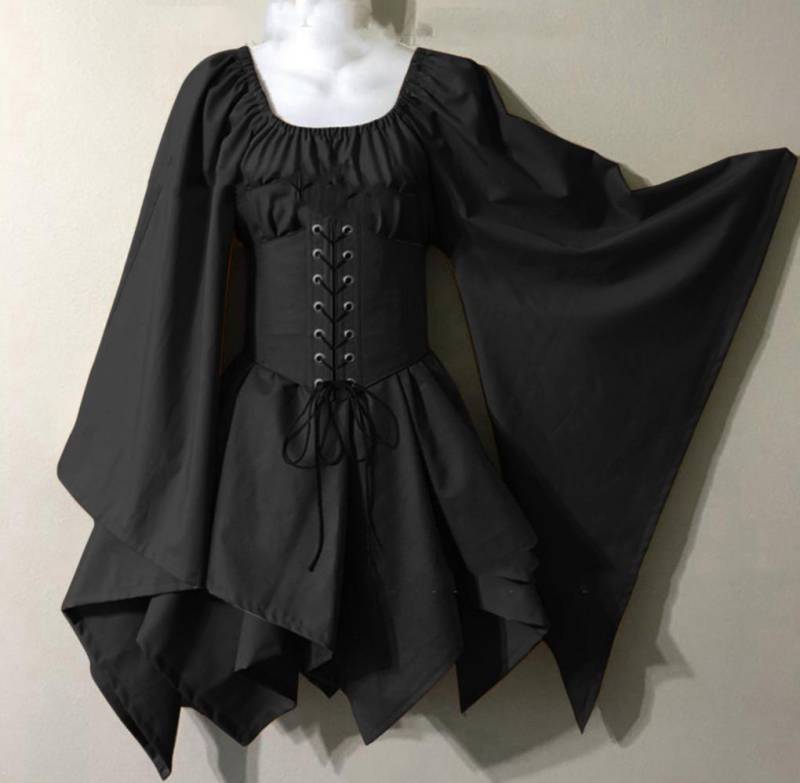 Halloween Cosplay Palace Victoria Medieval Vintage Fee Elf Kostüm für Frauen Prinzessin Bandage Weihnachten Ptachwork Party Kleid Weihnachten M von Joom DACH