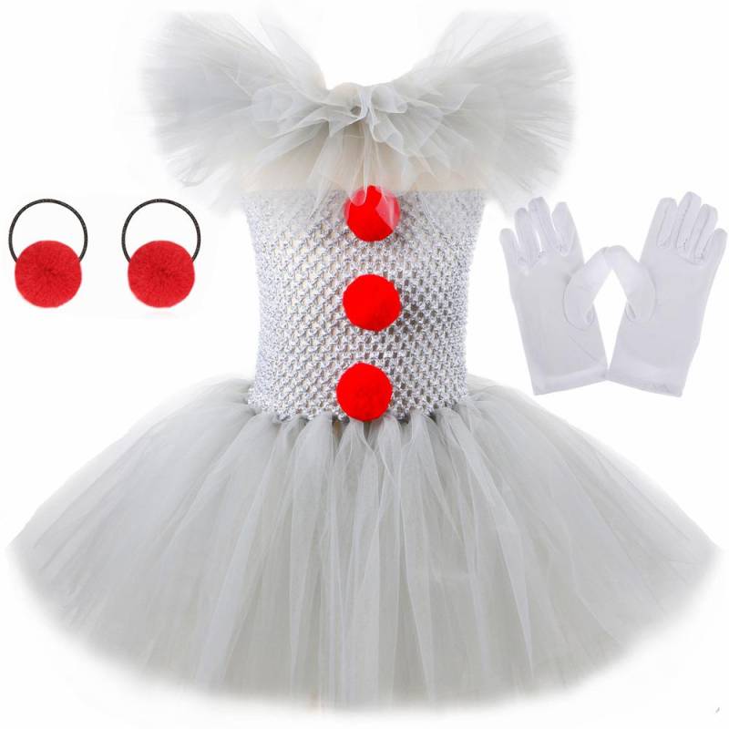 Halloween Grau Joker Mädchen Kostüm Tutu Kleid Gruseliger Clown Kinder Karneval Party Cosplay Kleidung Kinder Tüll Kostüm Weihnachten 10-12Y von Joom DACH