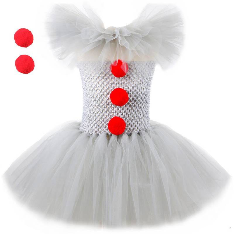 Halloween Grau Joker Mädchen Kostüm Tutu Kleid Gruseliger Clown Kinder Karneval Party Cosplay Kleidung Kinder Tüll Kostüm Weihnachten 10-12Y von Joom DACH