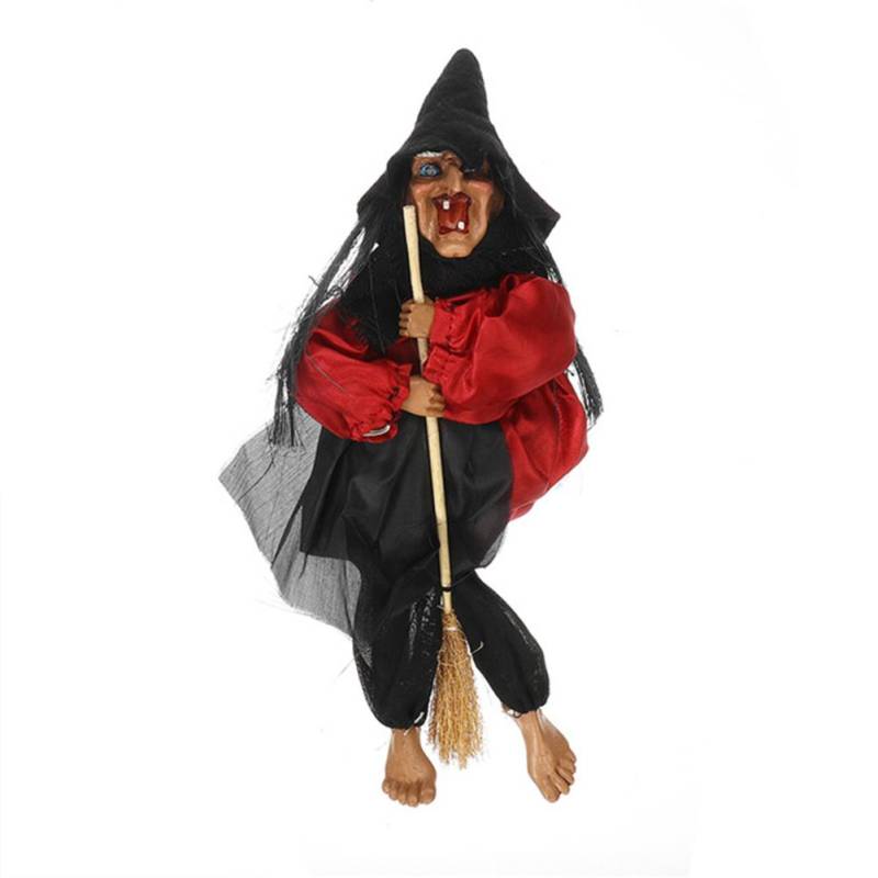 Halloween Hängende Hexenpuppen Sprachsteuerung Requisite Animierter Geist Gruselig Besen Reiten Wandbehang von Joom DACH