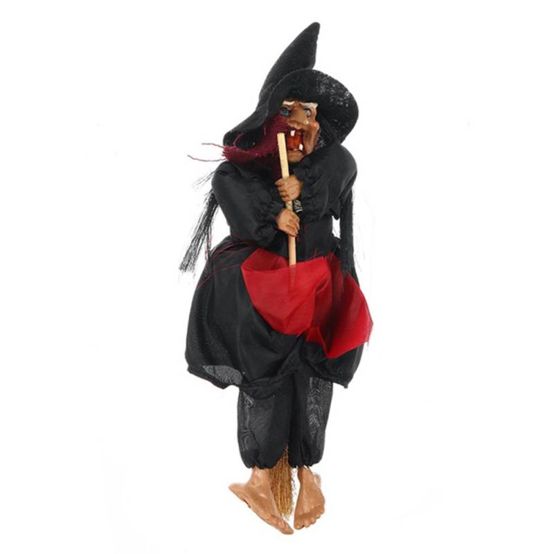 Halloween Hängende Hexenpuppen Sprachsteuerung Requisite Animierter Geist Gruselig Besen Reiten Wandbehang von Joom DACH