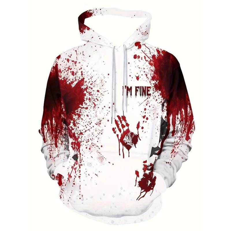 Halloween Herren Kapuzenpullover Tropfender Blutschädel 3D Druck Oberteile Herbstmode Horror Festival Buchstabenmuster Dünne Unisex Kapuzenpullover Oberteile 2XL von Joom DACH