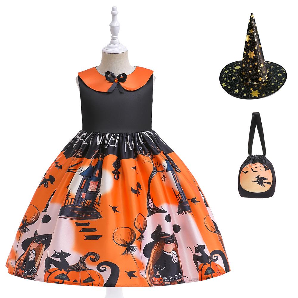 Halloween Hexen- und Kürbis-Cosplay-Kleid für Mädchen – Prinzessinnen-Stil 100cm (2Y) von Joom DACH