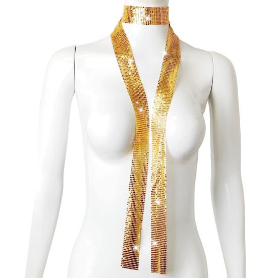 Halskette mit Schal aus Aluminium mit Pailletten für Herren und Damen, leicht, funkelndes Design, Halsband, dekoratives Accessoire goldgelb von Joom DACH