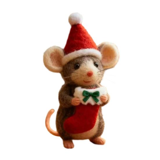 Handgefertigte Filz Weihnachtsmaus Figur Weihnachtsmannmütze Mäuse Ornament Simulation Ratte Statue Tierskulptur Heim Büro Schreibtisch Dekoration A von Joom DACH