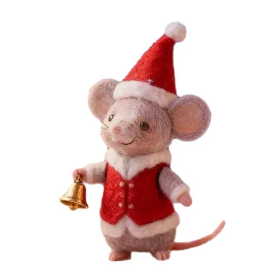 Handgefertigte Filz Weihnachtsmaus Figur Weihnachtsmannmütze Mäuse Ornament Simulation Ratte Statue Tierskulptur Heim Büro Schreibtisch Dekoration B von Joom DACH