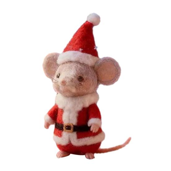 Handgefertigte Filz Weihnachtsmaus Figur Weihnachtsmannmütze Mäuse Ornament Simulation Ratte Statue Tierskulptur Heim Büro Schreibtisch Dekoration C von Joom DACH