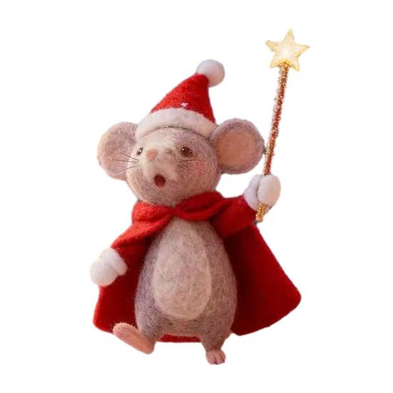 Handgefertigte Filz Weihnachtsmaus Figur Weihnachtsmannmütze Mäuse Ornament Simulation Ratte Statue Tierskulptur Heim Büro Schreibtisch Dekoration D von Joom DACH