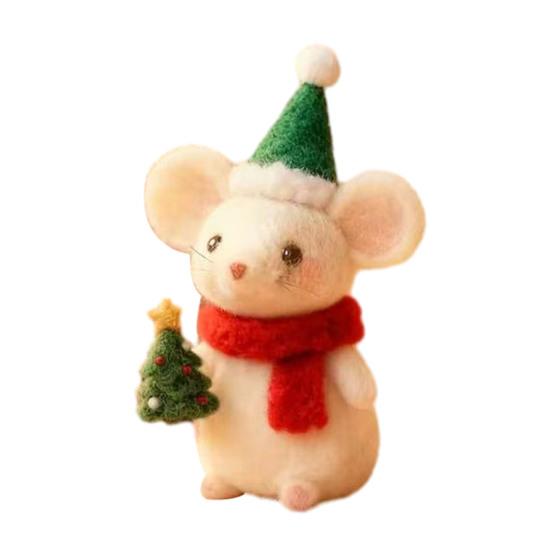 Handgefertigte Filz Weihnachtsmaus Figur Weihnachtsmannmütze Mäuse Ornament Simulation Ratte Statue Tierskulptur Heim Büro Schreibtisch Dekoration E von Joom DACH