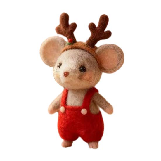 Handgefertigte Filz Weihnachtsmaus Figur Weihnachtsmannmütze Mäuse Ornament Simulation Ratte Statue Tierskulptur Heim Büro Schreibtisch Dekoration F von Joom DACH