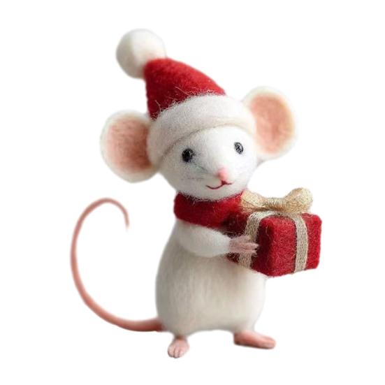 Handgefertigte Filz Weihnachtsmaus Figur Weihnachtsmannmütze Mäuse Ornament Simulation Ratte Statue Tierskulptur Heim Büro Schreibtisch Dekoration H von Joom DACH