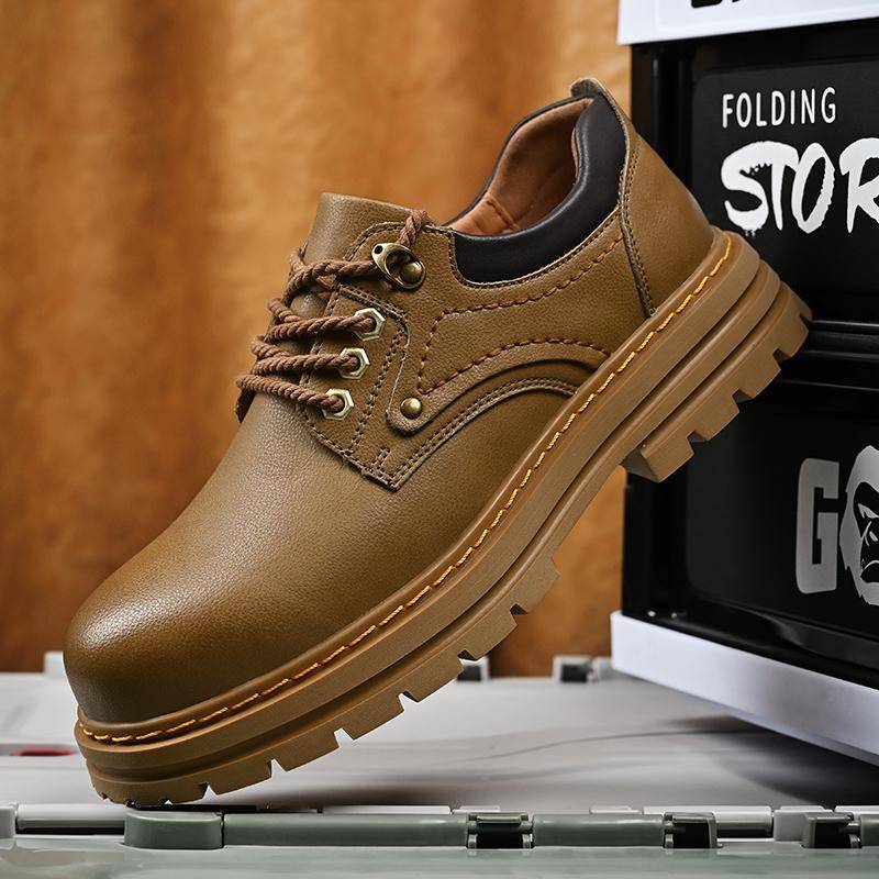 Handgefertigte Herren-Schuhe aus echtem Leder mit Gummisohle, rutschfeste, wasserdichte Freizeitschuhe aus Leder 45 braun von Joom DACH