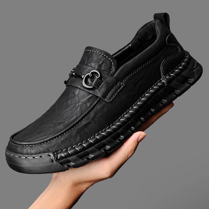 Handgefertigte Leder-Slipper Schuhe Herren Casual Sneakers Fahrschuh Leder Herrenschuhe Heißer Verkauf Mokassins Werkzeugschuh Schuhwerk 38 schwarz von Joom DACH