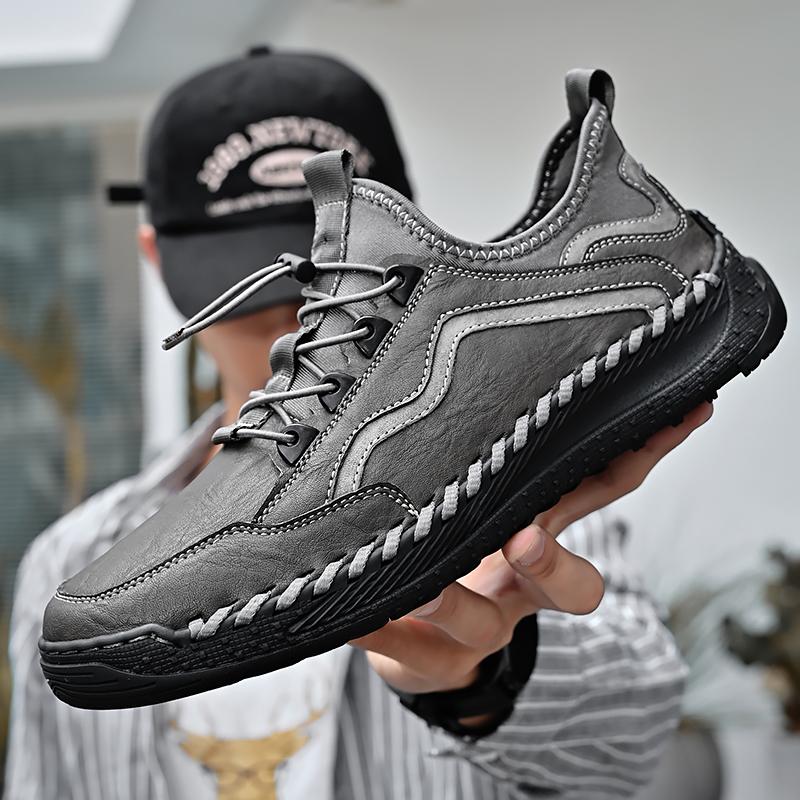 Handgefertigte Lederschuhe Herren Fahrschuhe Lässige Sneakers Leder-Loafer Herrenschuhe Heißer Verkauf Mokassins Werkzeugschuh Schuhwerk 38 graue von Joom DACH