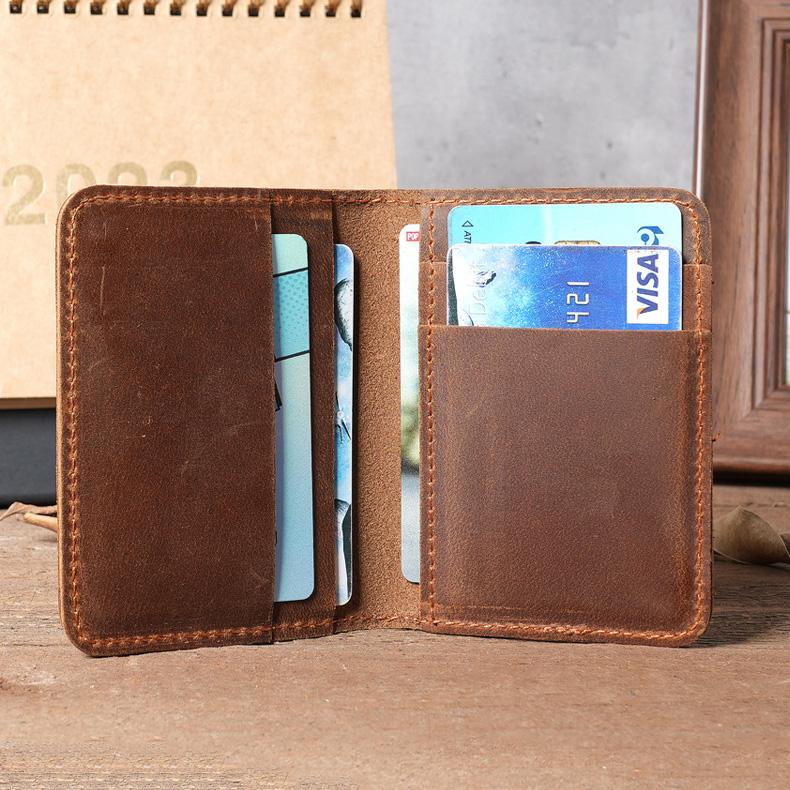 Handgefertigter Kartenhalter für Herren im Vintage-Stil für Kreditkarten und Führerschein, Designer-Kartenetui mit zweifachem Kartenfach, Führerschein, 7,5 x 10,5 cm braun von Joom DACH