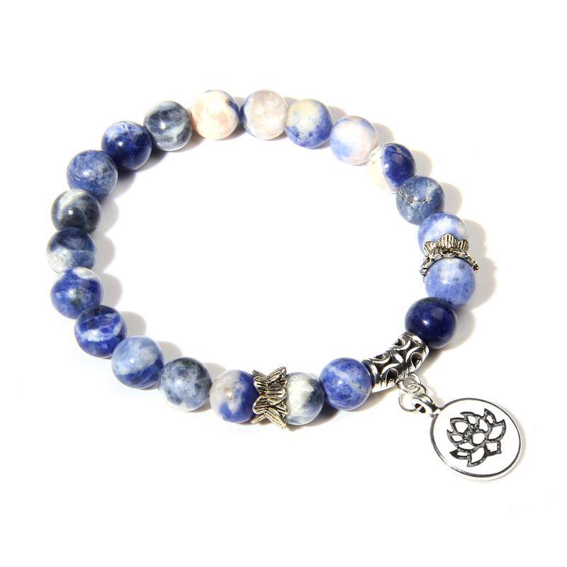 Handgefertigtes Armband aus Naturstein mit Lotus-Ohm-Buddha-Perlen, rosa Zebra-Stein, Lotus-Charm-Armband für Frauen und Männer, Yoga-Schmuck, Geschenke von Joom DACH