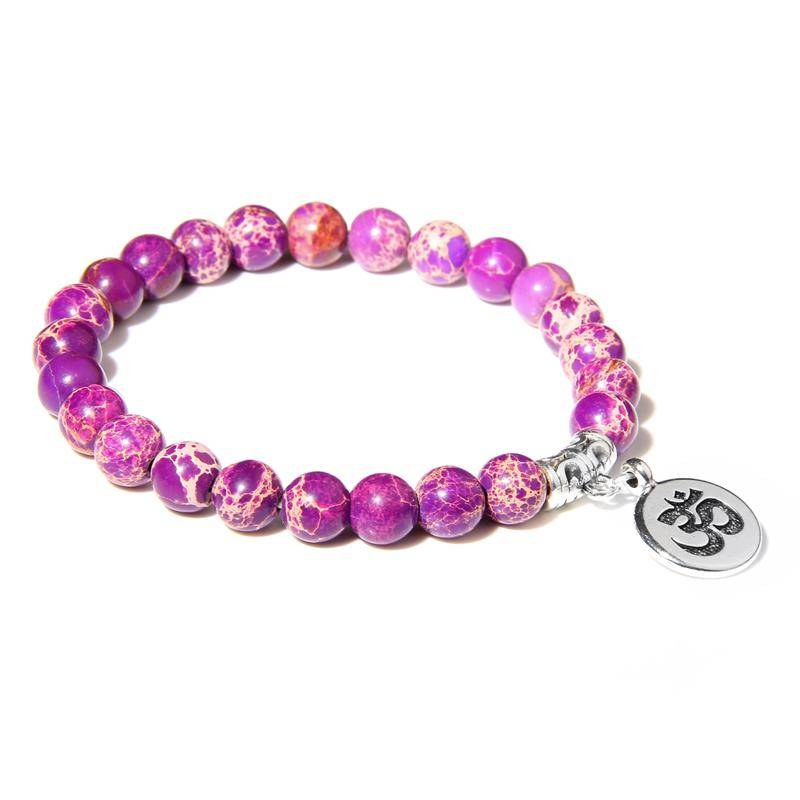 Handgefertigtes Armband aus Naturstein mit Lotus-Ohm-Buddha-Perlen, rosa Zebra-Stein, Lotus-Charm-Armband für Frauen und Männer, Yoga-Schmuck, Geschenke von Joom DACH