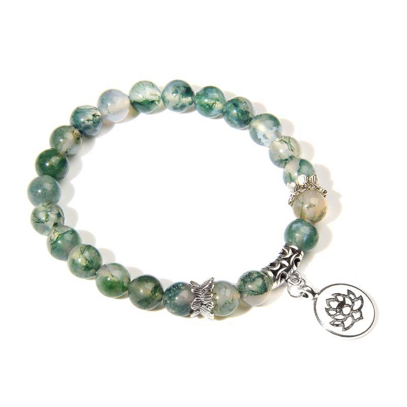Handgefertigtes Armband aus Naturstein mit Lotus-Ohm-Buddha-Perlen, rosa Zebra-Stein, Lotus-Charm-Armband für Frauen und Männer, Yoga-Schmuck, Geschenke von Joom DACH