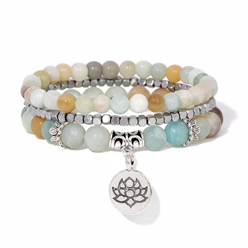 Handgefertigtes Armband aus Naturstein mit Lotus-Ohm-Buddha-Perlen, rosa Zebra-Stein, Lotus-Charm-Armband für Frauen und Männer, Yoga-Schmuck, Geschenke von Joom DACH