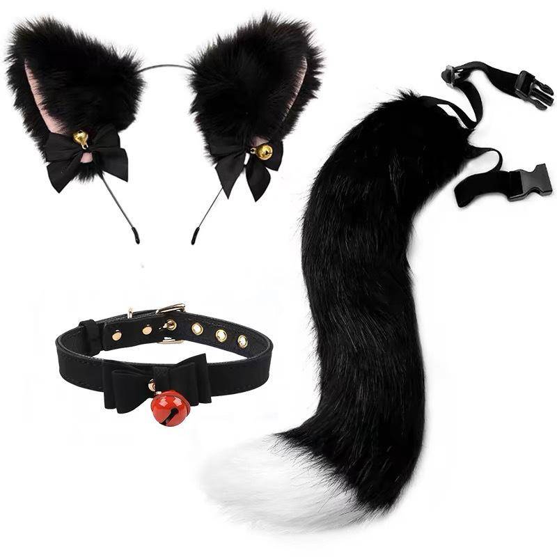 Handgefertigtes Katzenohren-Stirnband und Schwanz-Set: Niedliche Cosplay Katze Mädchen Haar- und Schwanz-Accessoires von Joom DACH