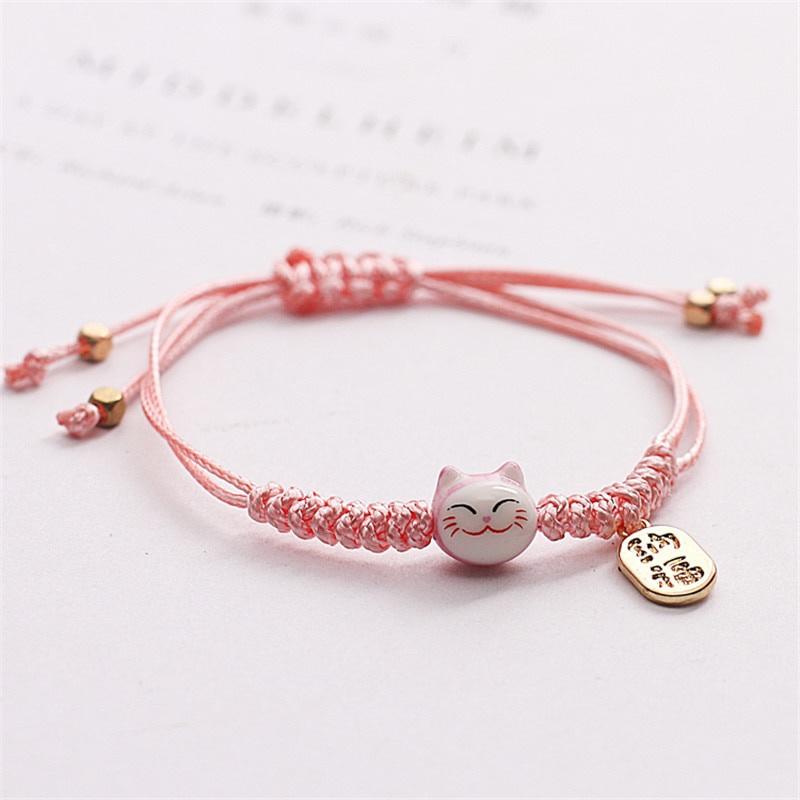 Handgefertigtes buntes Seil-Glückskatzen-Armband für Frauen und Mädchen, Geburtstagsgeschenke, Charm-Quaste, modische Maneki-Neko-Paar-Armreifen rosa Handgefertigtes buntes Seil-Glückskatzen-Armband für Frauen und Mädchen, Geburtstagsgeschenke, Charm-Quaste, modische Maneki-Neko-Paar-Armreifen rosa von Joom DACH