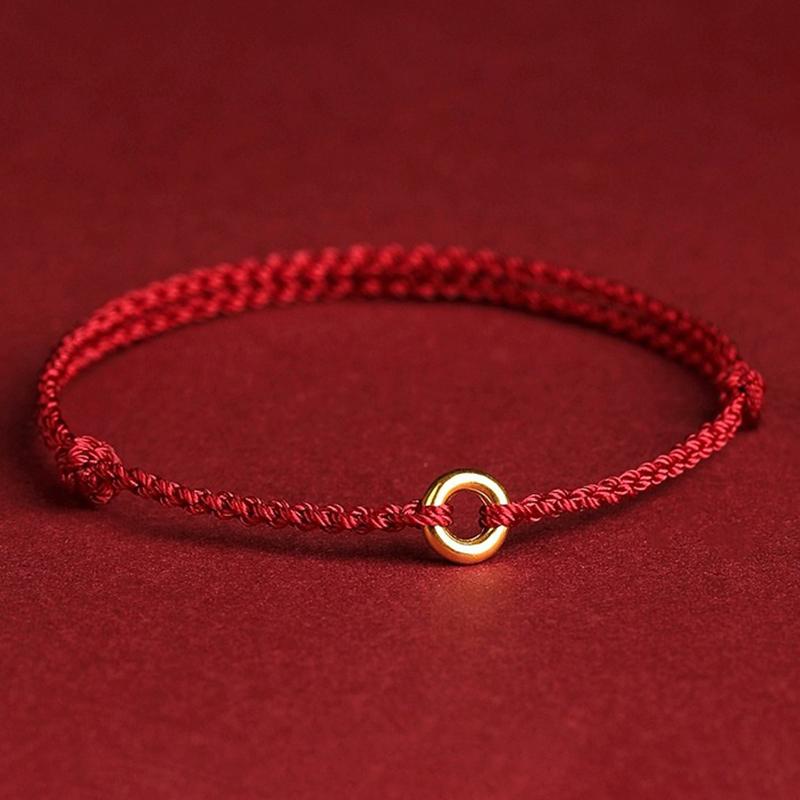 Handgeflochtener Kreisring, verstellbar, Glücksarmband aus rotem Seil, für Damen und Herren, Charms, Armreifen, Fußkettchen für Freunde, Liebhaber, Segensgeschenk von Joom DACH