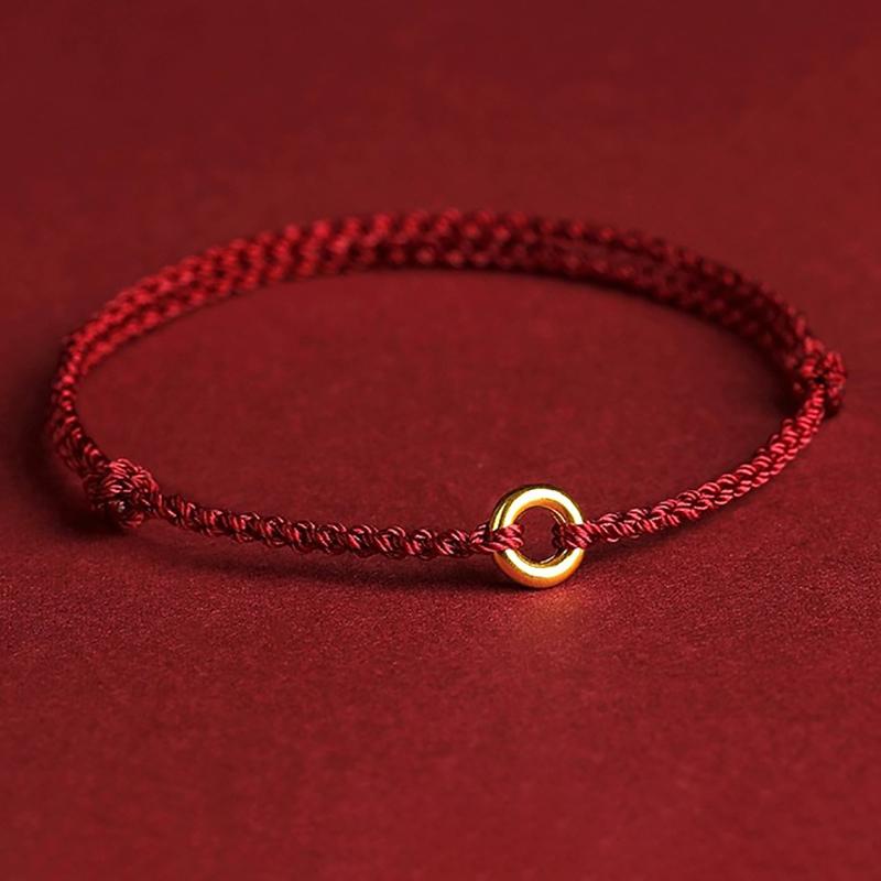 Handgeflochtener Kreisring, verstellbar, Glücksarmband aus rotem Seil, für Damen und Herren, Charms, Armreifen, Fußkettchen für Freunde, Liebhaber, Segensgeschenk von Joom DACH