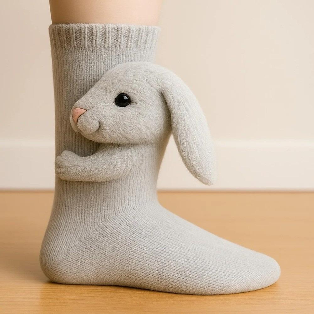 Handgehäkelte Neuheit Boden-Socken 3D Strick Wintersocken Kreativität Tier-Socken für Männer & Frauen Bunny von Joom DACH