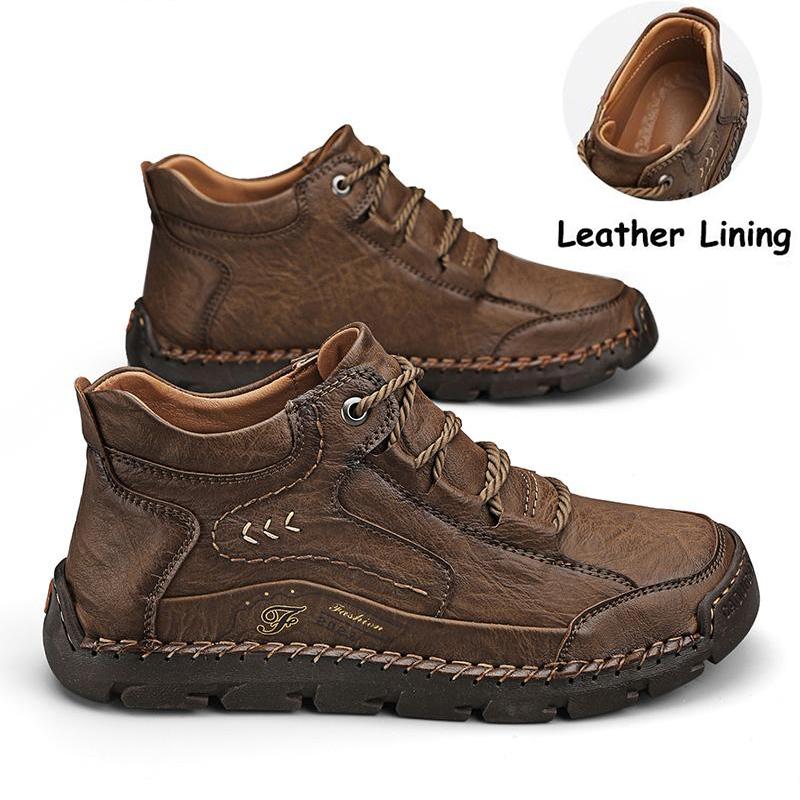 Handgemachte Herrenstiefel aus echtem Leder, Herrenschuhe, bequeme Stiefeletten für Herren, Freizeitschuhe, Outdoor-Werkzeugschuhe 43 khaki von Joom DACH