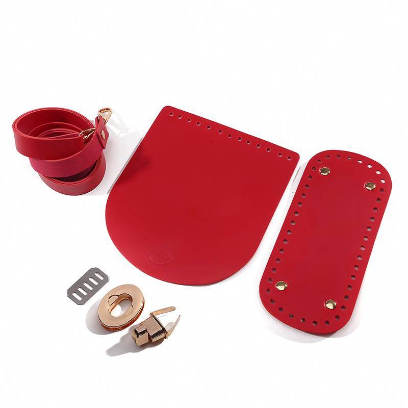 Handgemachte PU Leder Zubehör Schultergurt Tasche Bodenabdeckung Dreiteiliges Set Material DIY Häkelnadel Taschen rot von Joom DACH