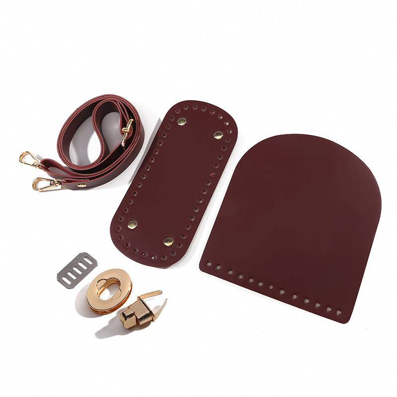 Handgemachte PU Leder Zubehör Schultergurt Tasche Bodenabdeckung Dreiteiliges Set Material DIY Häkelnadel Taschen kaffeebraun von Joom DACH