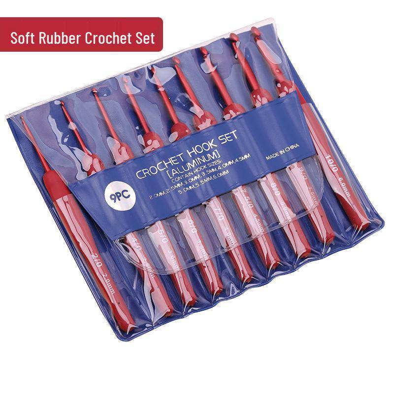 Handgemachtes rotes Häkelnadel-Set mit weichem Griff – Strick- und Wollwerkzeuge aus Metall von Joom DACH