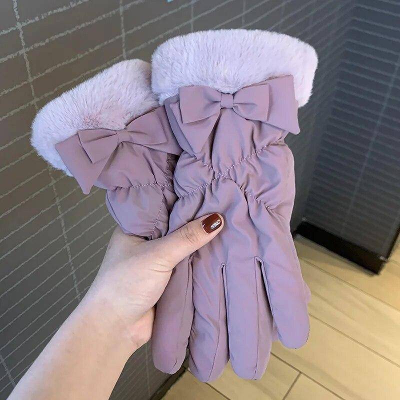 Handschuhe Damen Winter Verdickte Winddichte Handschuhe Winter Warm Halten Handschuhe violett von Joom DACH